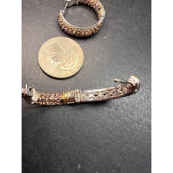 Andalusite inside out hoop earrings in gold and rhodium over sterling silver - Picture 7 of 16